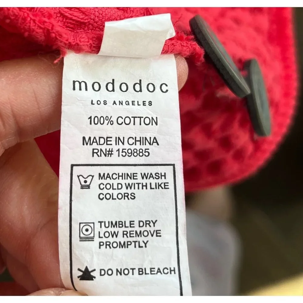Mod-o-doc‎ Waffle Textured Cardigan red preppy sz S
